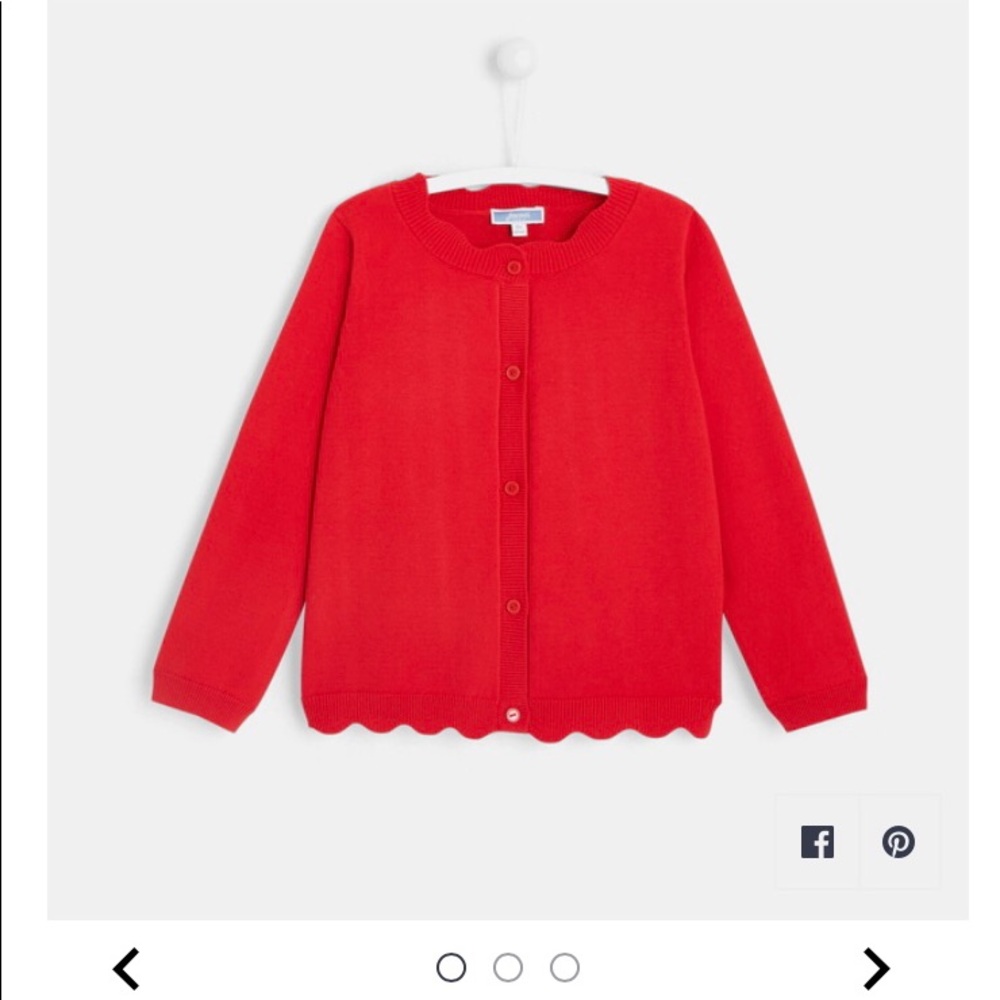 Jacadi Girls Scalloped Red Cardigan Sweater - New - Size 8